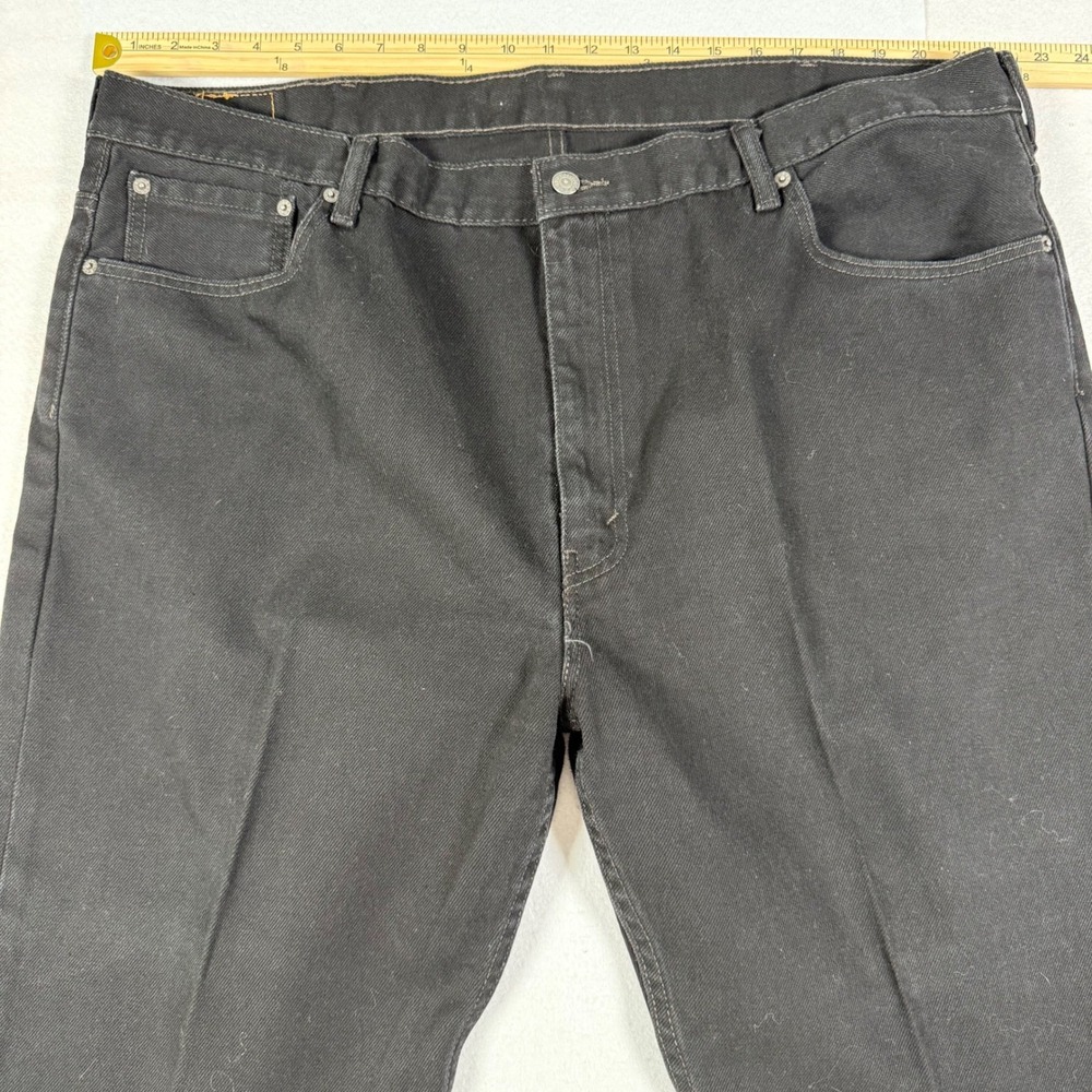Levis 505 Regular Fit Black Denim Jeans Mens W46 L30 Straight Leg 04505-0260 - Picture 5 of 9